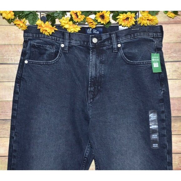 NWT Gap Denim High Rise Straight Stretch Dark Wash Jeans Size 16 33R - Picture 2 of 11